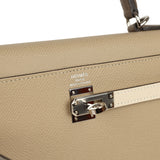Pre-owned Hermes Kelly Sellier 25 Tri-Color Etoupe, Craie, Trench Epsom Palladium Hardware - Thumbnail View 7