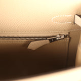 Pre-owned Hermes Kelly Sellier 25 Tri-Color Etoupe, Craie, Trench Epsom Palladium Hardware - Thumbnail View 9