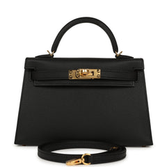 Hermes Special Order (HSS) Kelly Sellier 20 Black Verso Epsom Gold Hardware