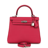 Hermes Kelly Retourne 25 Rose Mexico Togo Palladium Hardware - Thumbnail View 1