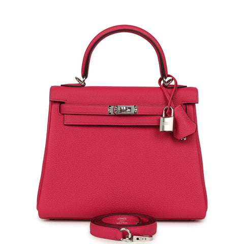 Hermes Kelly Retourne 25 Rose Mexico Togo Palladium Hardware