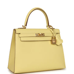 Hermes Kelly Sellier 25 Jaune Poussin Epsom Gold Hardware