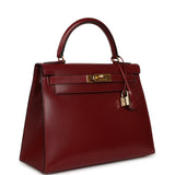 Vintage Hermes Kelly Sellier 28 Rouge H Box Gold Hardware - Thumbnail View 2