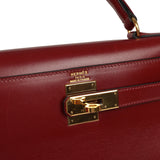 Vintage Hermes Kelly Sellier 28 Rouge H Box Gold Hardware - Thumbnail View 7