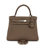 Pre-owned Hermes Kelly Retourne 28 Etoupe Togo Palladium Hardware - Thumbnail View 1