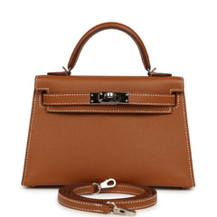 Pre-owned Hermes Kelly Sellier 20 Gold Epsom Palladium Hardware
