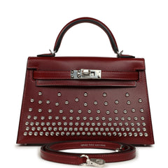 Hermes Kelly Sellier 20 Clouté Rouge H Box Palladium Hardware
