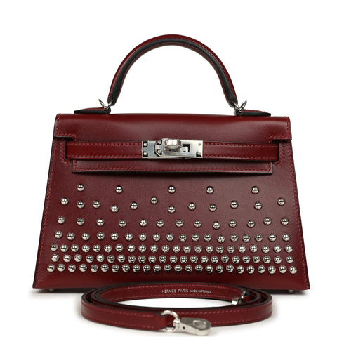 Hermes Kelly Sellier 20 Clouté Rouge H Box Palladium Hardware