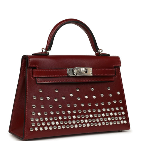 Hermes Kelly Sellier 20 Clouté Rouge H Box Palladium Hardware
