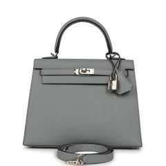 Hermes Kelly Sellier 25 Gris Pantin Epsom Palladium Hardware