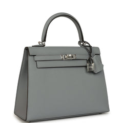 Hermes Kelly Sellier 25 Gris Pantin Epsom Palladium Hardware