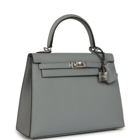 Hermes Kelly Sellier 25 Gris Pantin Epsom Palladium Hardware