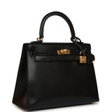 Hermes Kelly Sellier 25 Black Chevre Chamkila Gold Hardware - Thumbnail View 2