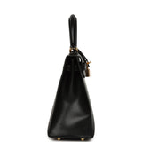 Hermes Kelly Sellier 25 Black Chevre Chamkila Gold Hardware - Thumbnail View 3