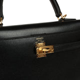 Hermes Kelly Sellier 25 Black Chevre Chamkila Gold Hardware - Thumbnail View 7