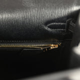 Hermes Kelly Sellier 25 Black Chevre Chamkila Gold Hardware - Thumbnail View 9