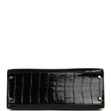 Pre-owned Hermes Kelly Sellier 28 Black Shiny Niloticus Crocodile Gold Hardware - Thumbnail View 6