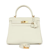 Pre-owned Hermes Kelly Retourne 28 White Evercolor Gold Hardware - Thumbnail View 1
