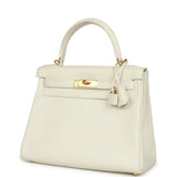 Pre-owned Hermes Kelly Retourne 28 White Evercolor Gold Hardware - Thumbnail View 5