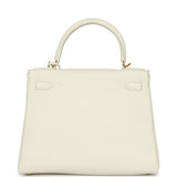Pre-owned Hermes Kelly Retourne 28 White Evercolor Gold Hardware - Thumbnail View 4