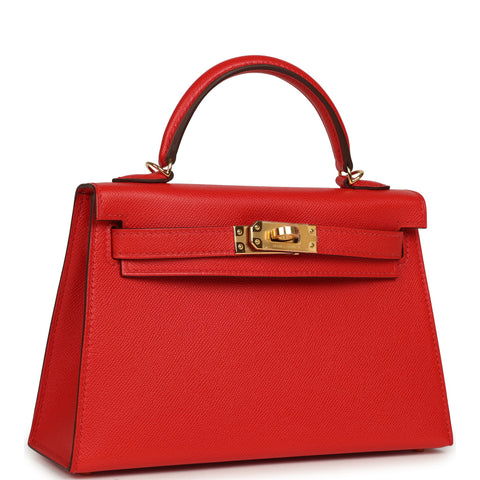 Hermes Kelly Sellier 20 Rouge de Coeur Madame Gold Hardware
