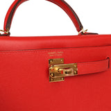 Hermes Kelly Sellier 20 Rouge de Coeur Madame Gold Hardware - Thumbnail View 7
