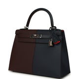 Pre-owned Hermes Kelly Sellier 28 Casaque Bleu Indigo and Rouge Sellier Epsom Palladium Hardware - Thumbnail View 5