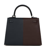 Pre-owned Hermes Kelly Sellier 28 Casaque Bleu Indigo and Rouge Sellier Epsom Palladium Hardware - Thumbnail View 4
