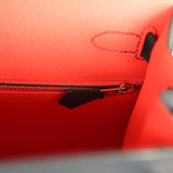 Pre-owned Hermes Kelly Sellier 28 Casaque Bleu Indigo and Rouge Sellier Epsom Palladium Hardware - Thumbnail View 7