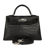 Hermes Kelly Sellier 20 Black Matte Alligator Palladium Hardware - Thumbnail View 1