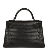 Hermes Kelly Sellier 20 Black Matte Alligator Palladium Hardware - Thumbnail View 4