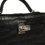 Hermes Kelly Sellier 20 Black Matte Alligator Palladium Hardware - Thumbnail View 7