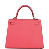 Hermes Kelly Sellier 25 Rose Lipstick Chevre Mysore Palladium Hardware - Thumbnail View 4