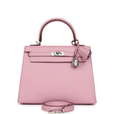 Pre-owned Hermes Kelly Sellier 25 Mauve Sylvestre Epsom Palladium Hardware - Thumbnail View 1