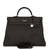 Hermes Kelly Voyage 50 Ebene Clemence Palladium Hardware - Thumbnail View 1