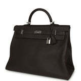 Hermes Kelly Voyage 50 Ebene Clemence Palladium Hardware - Thumbnail View 5