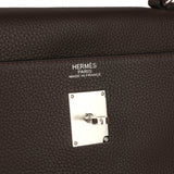Hermes Kelly Voyage 50 Ebene Clemence Palladium Hardware - Thumbnail View 7