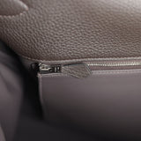 Hermes Kelly Voyage 50 Ebene Clemence Palladium Hardware - Thumbnail View 9