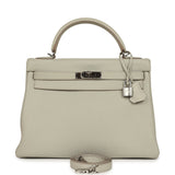Pre-owned Hermes Kelly Retourne 32 Gris Perle Togo Palladium Hardware - Thumbnail View 1