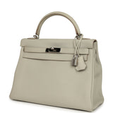 Pre-owned Hermes Kelly Retourne 32 Gris Perle Togo Palladium Hardware - Thumbnail View 5