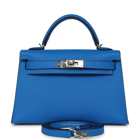 Hermes Kelly Sellier 20 Bleu Hydra Epsom Palladium Hardware