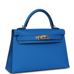 Hermes Kelly Sellier 20 Bleu Hydra Epsom Palladium Hardware