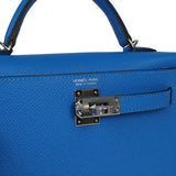 Hermes Kelly Sellier 20 Bleu Hydra Epsom Palladium Hardware - Thumbnail View 7