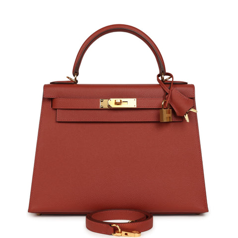 Hermes Kelly Sellier 28 Rouge Venitien Epsom Gold Hardware