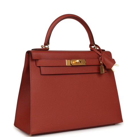 Hermes Kelly Sellier 28 Rouge Venitien Epsom Gold Hardware