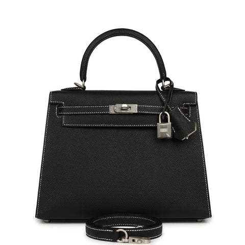 Hermes Special Order (HSS) Kelly Sellier 25 Black Verso Epsom Brushed Palladium Hardware