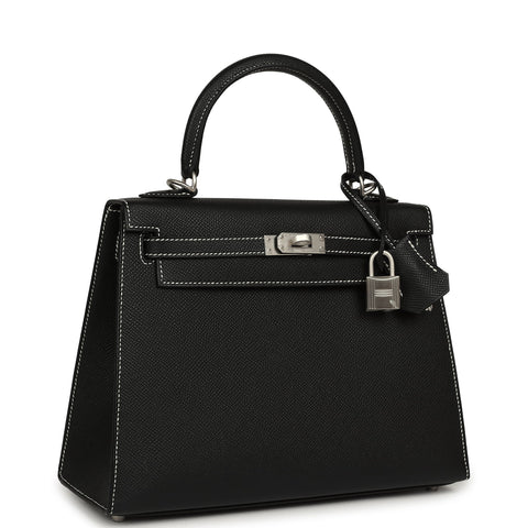 Hermes Special Order (HSS) Kelly Sellier 25 Black Verso Epsom Brushed Palladium Hardware