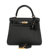 Hermes Kelly Retourne 25 Black Togo and Varanus Niloticus Lizard Touch Gold Hardware - Thumbnail View 1