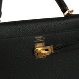 Hermes Kelly Retourne 25 Black Togo and Varanus Niloticus Lizard Touch Gold Hardware - Thumbnail View 7