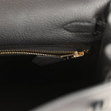 Hermes Kelly Retourne 25 Black Togo and Varanus Niloticus Lizard Touch Gold Hardware - Thumbnail View 9